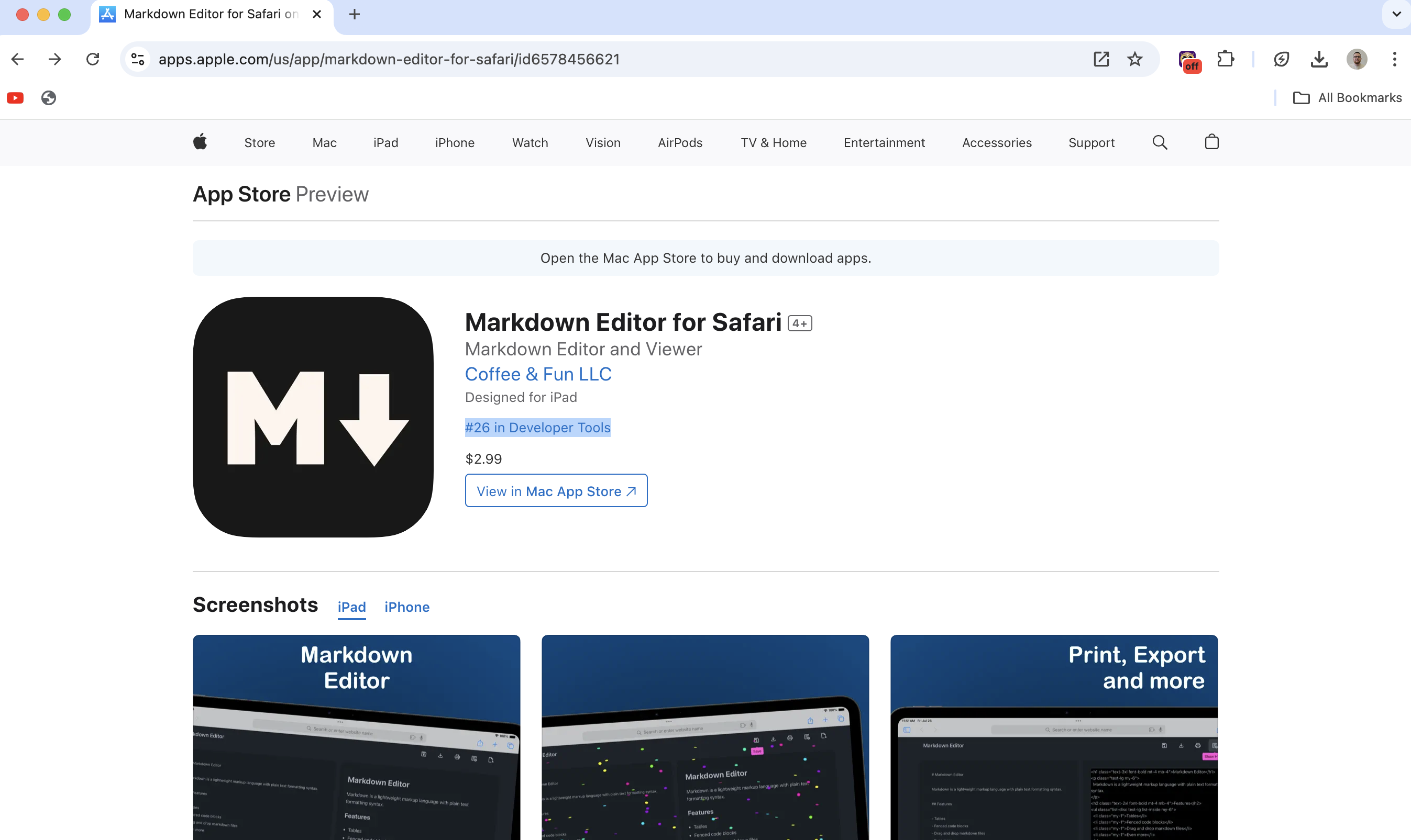 My Markdown Editor for Safari Just Hit 26 in Developer Tools on the App Store! logo - Discover how my completely rebuilt Markdown Editor for Safari has climbed to '#26' in the Develop...